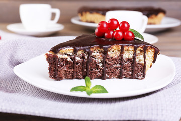 Fototapeta na wymiar Chocolate cake on table