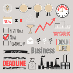 Business set, frames, infographic elements, icons