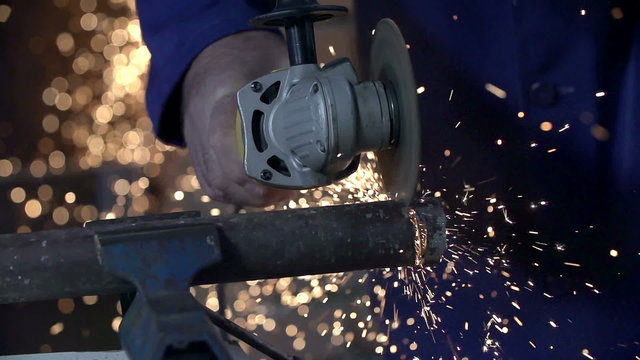 Sewing a metal rod in half with a lot of sparkling