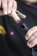 cork opening of a wine bottle
