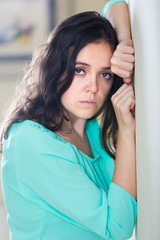 Fototapeta premium Depressed crying woman at home