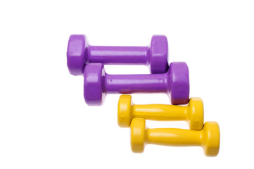 Two Pairs of dumbbells Isolated on white background