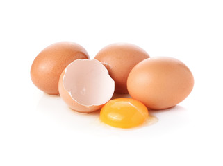 Broken egg isolated on white background