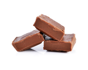 Chocolate bars stack isolated on white background