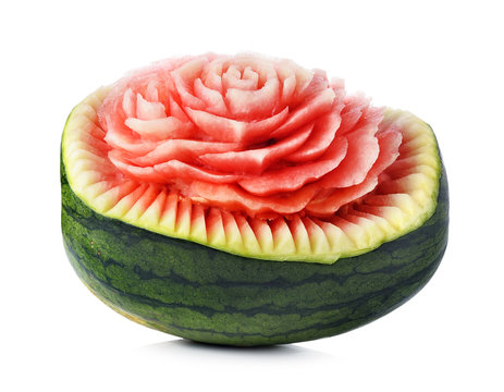 Watermelon carving isolated on white