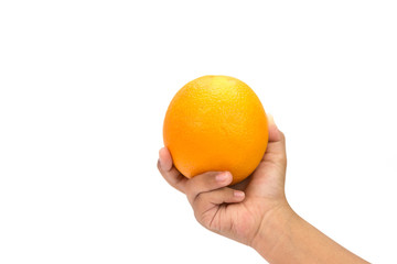 Hand holding orange