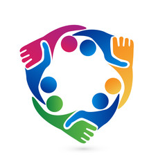 Teamwork handshake business people logo vector icon symbol