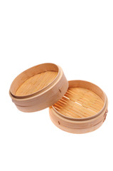 Chinese Bamboo Steamer isolated on white background
