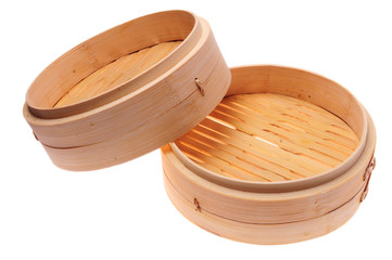 Chinese Bamboo Steamer isolated on white background