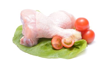 Fresh chicken thighs isolated on white