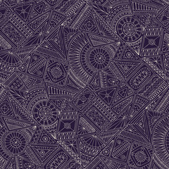 Seamless asian ethnic floral doodle pattern.