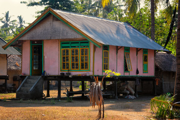Haus, Gili Insel Air Meno Trawangan Pferdekutschen Indonesien