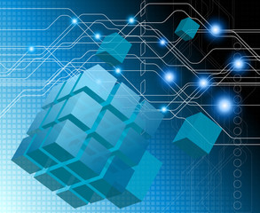 Blue surreal 3d  business  illustration