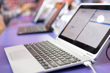 modern laptop on technology exhibition