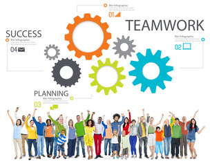 Teamwork Team Group Gear Partnership Cooperation Concept