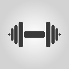 The dumbbell icon. Barbell symbol. Flat