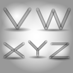 Vector decorative geometric font. Modern type made of concentric