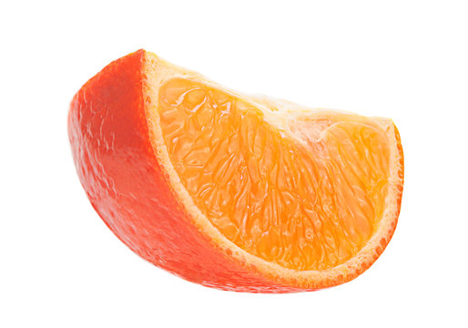 Tangerine citrus slice on white