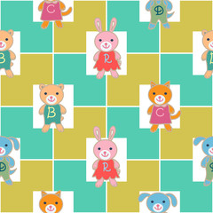 Seamless pattern with baby animals.