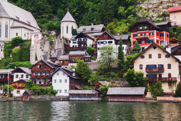 Fototapeta na wymiar Houses of Hallstatt in Austria