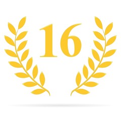 Lauriers 16 gold sur fond blanc