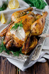 Chicken baked with lemon and spices