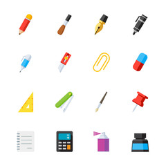 Stationery and Painting tools icons with White Background
