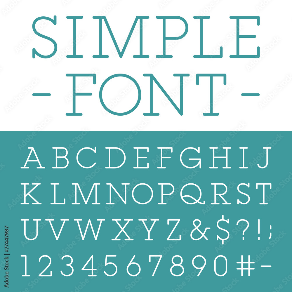 Fototapete alphabet 3 - simple vector font in modern style