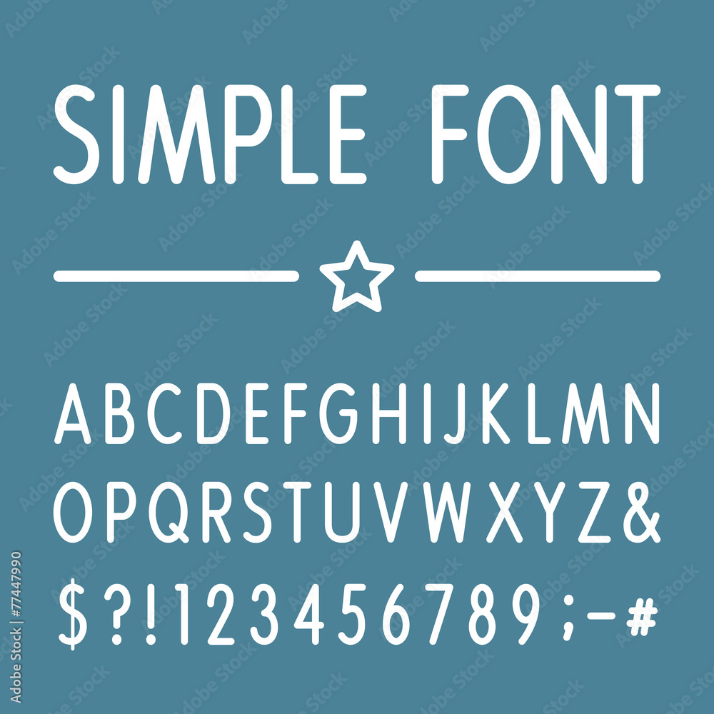 Fototapete alphabet 2 - simple vector font in modern style