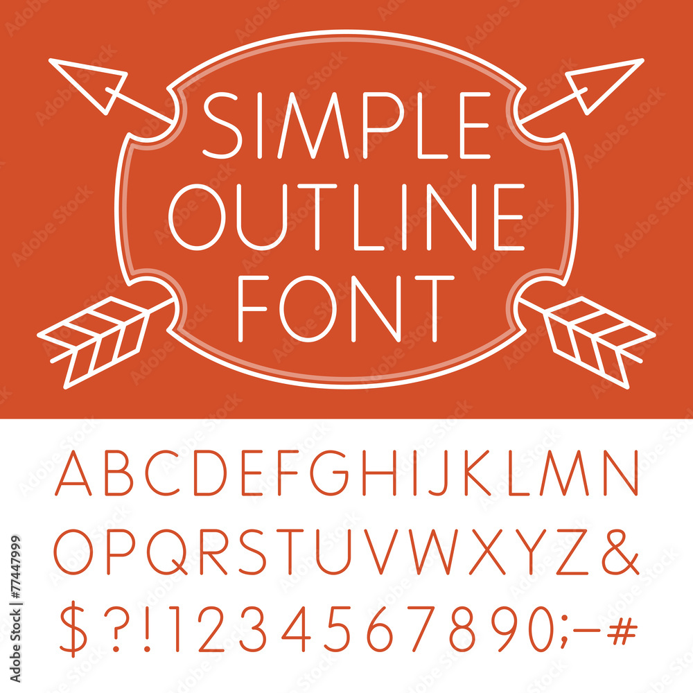 Fototapete Alphabet 1 - Simple Vector Font in modern style