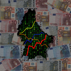Luxembourg map with hex code and graphs on euros illustration