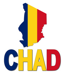 Chad map flag and text illustration