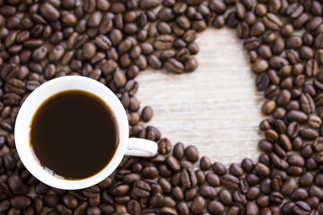 Heart coffe beans