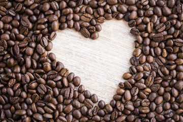 Heart coffe beans