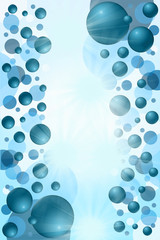 Blue balls and circles abstract background
