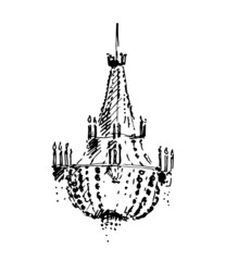 Glamour hand draw chandelier. Sketch.