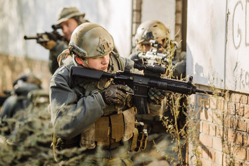 Fototapeta premium soldiers patrol the area