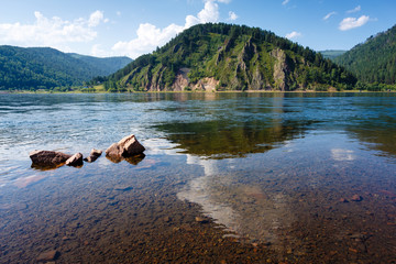 Fototapeta na wymiar The Siberian landscape on the Yenisei River