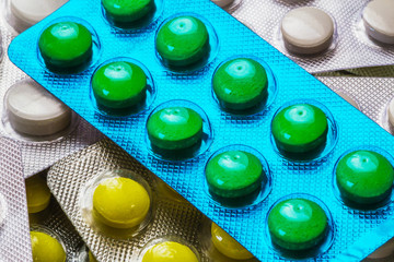 different colored pills in the pack