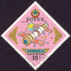 Naklejka premium Group flight of the spacecraft Soyuz-4,5