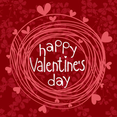 Happy Valentines day card. Stylish frame on a floral background.