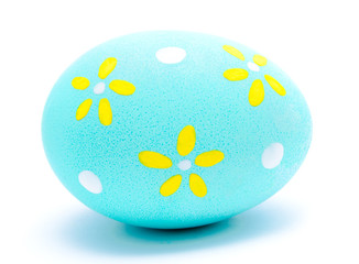 Painted turquoise easter egg isolated
