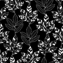 Obrazy na Szkle  Streszczenie kwiatowy wzór. Czarno-biały ilustracja wektorowa