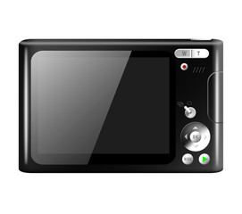 Compact digital camera with empty LCD screen isolated
