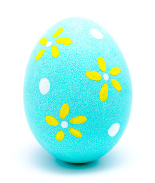 Painted turquoise easter egg isolated