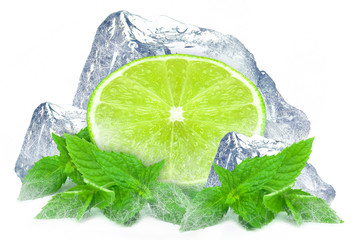lime with mint and ice