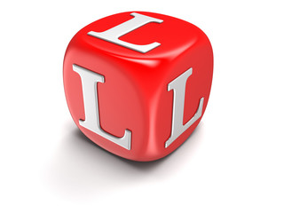 Dice with letter L (clipping path included)