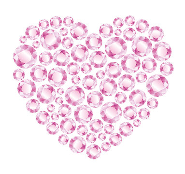 Heart of pink shiny diamonds