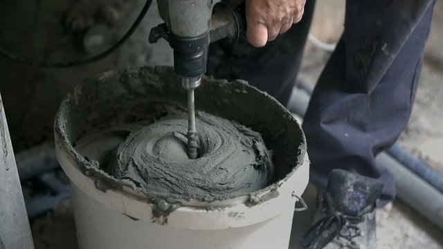 Mixing glue with long drill
