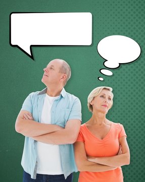 Composite Image Of Thinking Older Couple With Arms Crossed